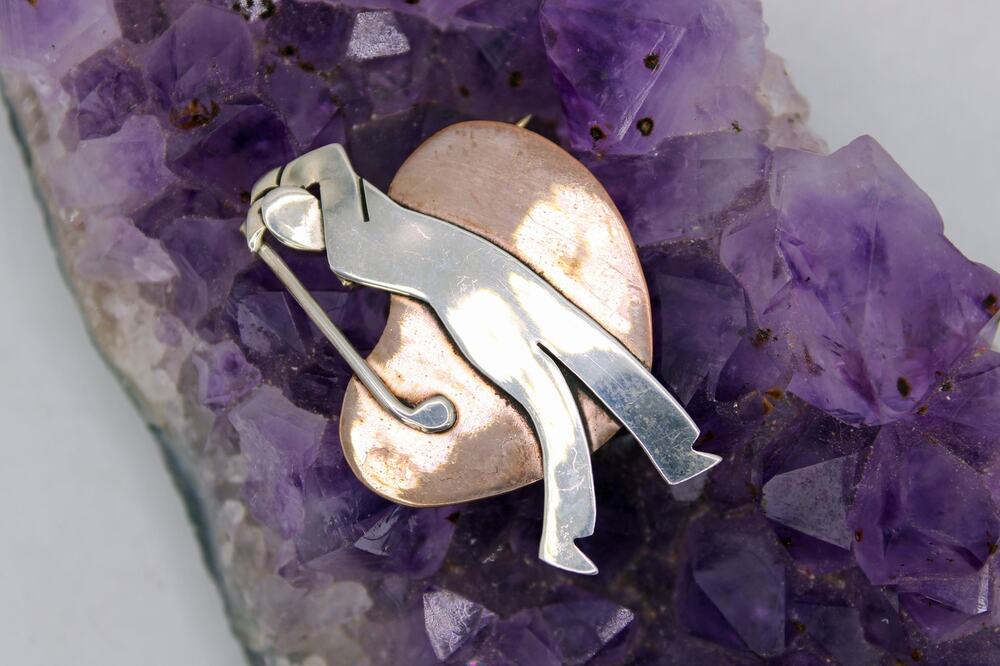 Far Fetched Sterling Silver and Copper Mixed Golfing Brooch